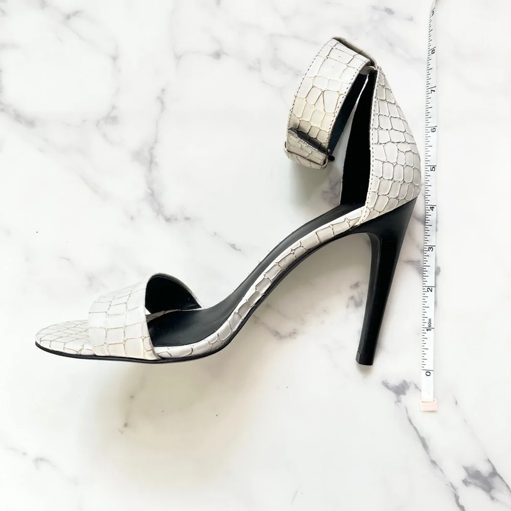 Tibi Italian White Leather Animal Print Open Toe Platform Pumps Size 37 (US 7) - Picture 7 of 7